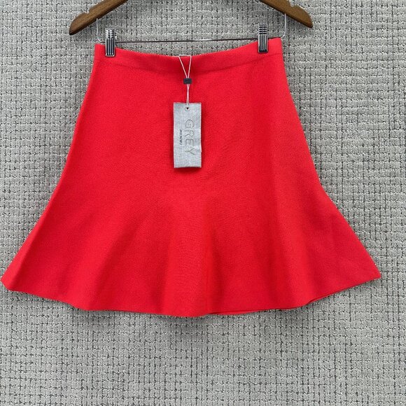 Grey Jason Wu Mini Skirt Womens Small Orangish Red Pull On A-Line NWT - Picture 1 of 10